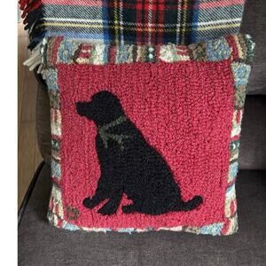 Chandler 4 Corners Hooked Wool Black Labrador Decorative Pillow Laura Megroz